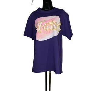 NWOT Woman’s Purple/Pink Faith Tee - Size L